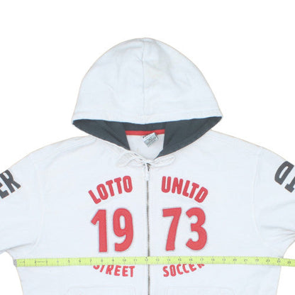 Lotto Men's White XL Full Zip Hoodie Street Soccer 1973 Graphic