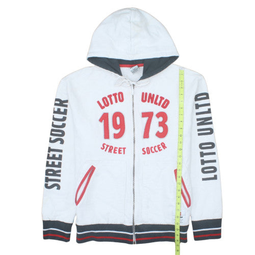 Lotto Men's White XL Full Zip Hoodie Street Soccer 1973 Graphic