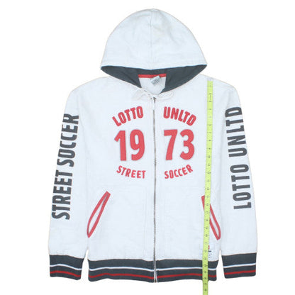 Lotto Men's White XL Full Zip Hoodie Street Soccer 1973 Graphic