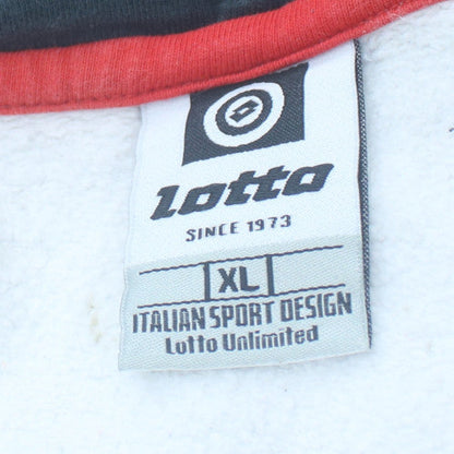 Lotto Men's White XL Full Zip Hoodie Street Soccer 1973 Graphic