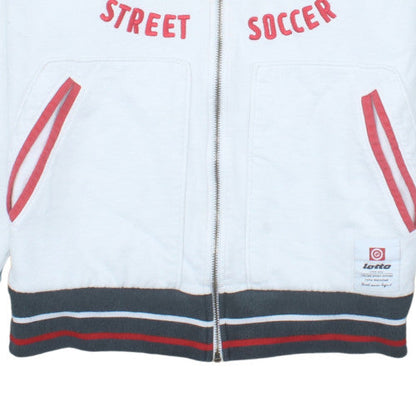 Lotto Men's White XL Full Zip Hoodie Street Soccer 1973 Graphic