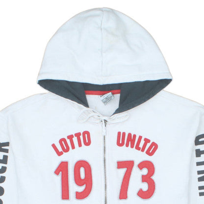 Lotto Men's White XL Full Zip Hoodie Street Soccer 1973 Graphic