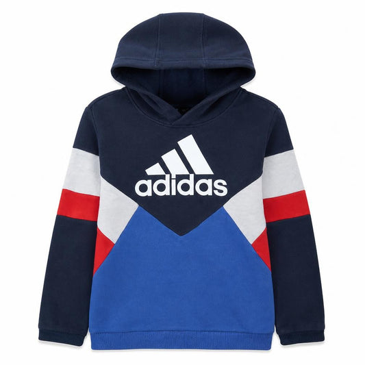 Front view of Adidas boys’ blue colourblock pullover hoodie -, size 10, years