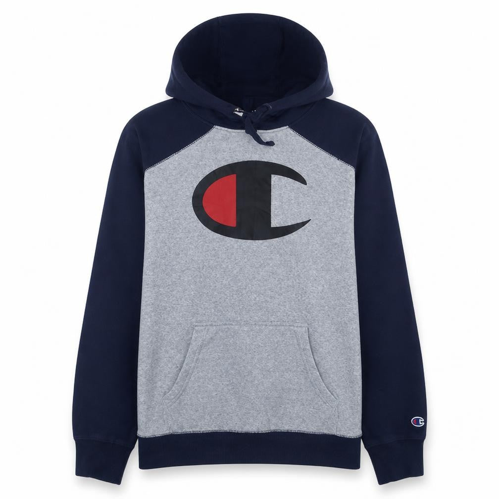 Champion Men's Grey 2XL Pullover Hoodie with Logo and Pockets