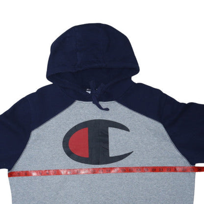 Champion Men's Grey 2XL Pullover Hoodie with Logo and Pockets
