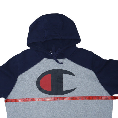 Champion Men's Grey 2XL Pullover Hoodie with Logo and Pockets