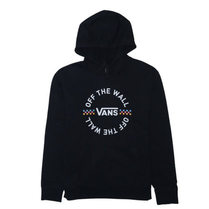 Vans Womens Black Pullover Hoodie L Cotton Blend Logo Sweatshirt