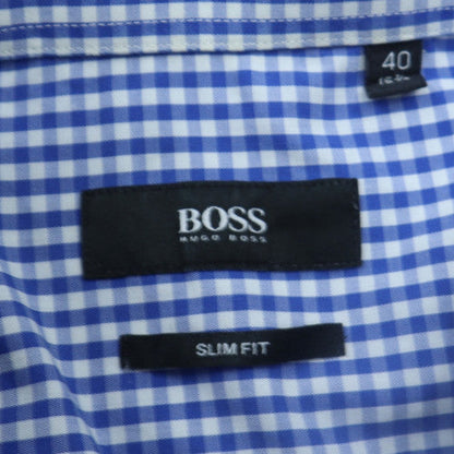 Hugo Boss Men's Blue Slim Fit Checked Long Sleeve Button-Up Shirt Size 40