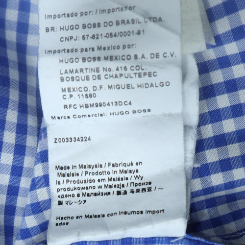 Hugo Boss Men's Blue Slim Fit Checked Long Sleeve Button-Up Shirt Size 40