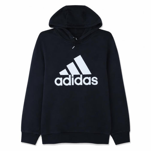 Front view of Adidas Men's Black Pullover Hoodie Medium Sport Essentials