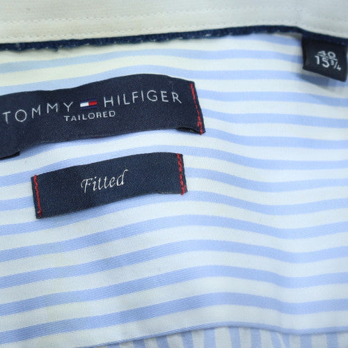 Tommy Hilfiger Men’s Blue Striped Slim Fit Long Sleeve Shirt 15.5 40in