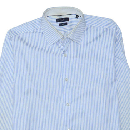 Tommy Hilfiger Men’s Blue Striped Slim Fit Long Sleeve Shirt 15.5 40in