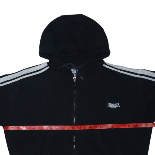 Lonsdale Women Black Full Zip Hoodie Size 16 Cotton Blend