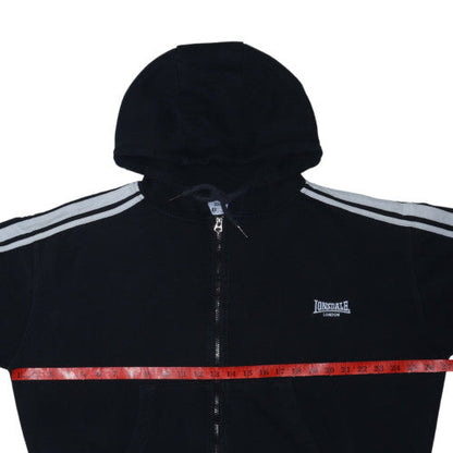 Lonsdale Women Black Full Zip Hoodie Size 16 Cotton Blend