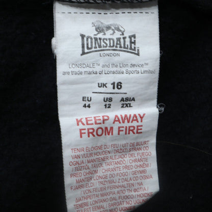 Lonsdale Women Black Full Zip Hoodie Size 16 Cotton Blend