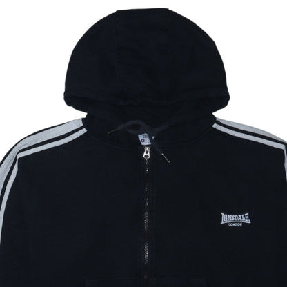 Lonsdale Women Black Full Zip Hoodie Size 16 Cotton Blend