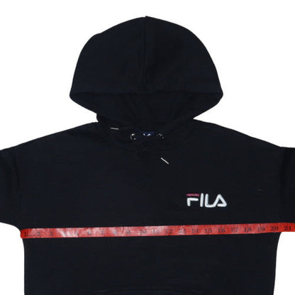 Fila Womens Black XS Pullover Hoodie with Logo Embroidery