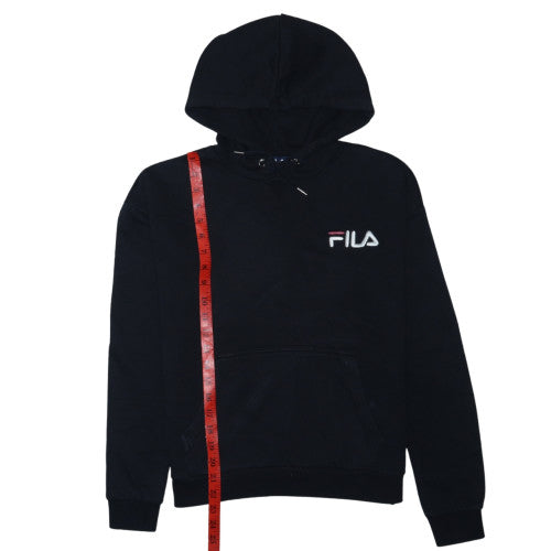 Fila Womens Black XS Pullover Hoodie with Logo Embroidery