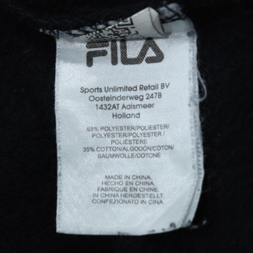 Fila Womens Black XS Pullover Hoodie with Logo Embroidery