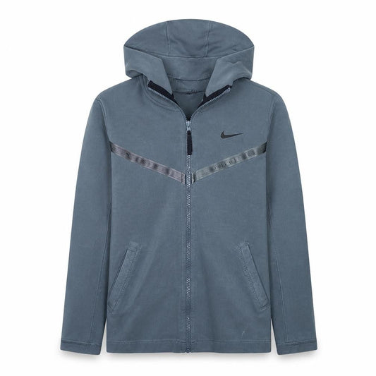 Front view of Nike boys’ grey full zip hoodie xl 158-170cm fleece lined activewear