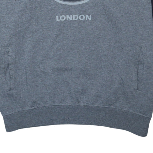 Hard Rock Cafe London Men's Grey Pullover Hoodie Size L