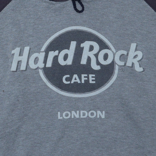 Hard Rock Cafe London Men's Grey Pullover Hoodie Size L