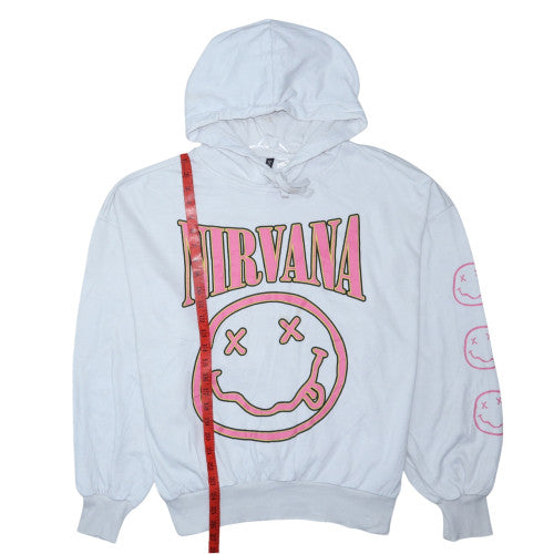 H&M Divided Women’s White Nirvana Hoodie Size L Cotton Blend Pullover