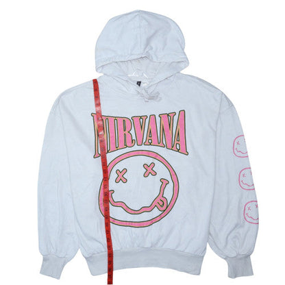 H&M Divided Women’s White Nirvana Hoodie Size L Cotton Blend Pullover