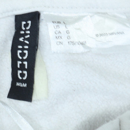 H&M Divided Women’s White Nirvana Hoodie Size L Cotton Blend Pullover