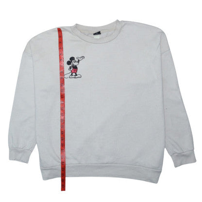 Disney Mickey Mouse White Crew Neck Sweatshirt Women XL