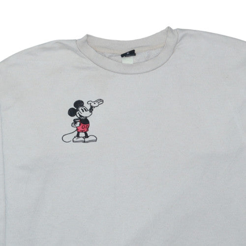 Disney Mickey Mouse White Crew Neck Sweatshirt Women XL