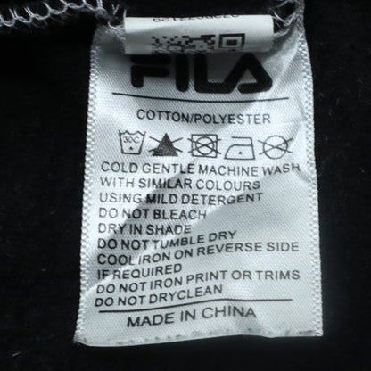 FILA Men's Grey Black Pullover Hoodie Small Logo Fleece Sweatshirt