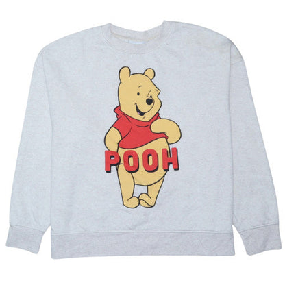 Disney Women Grey Winnie the Pooh L Pullover Sweatshirt