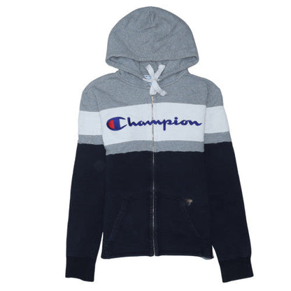 Champion Men’s Grey Full Zip Hoodie S Logo Cotton Long Sleeve