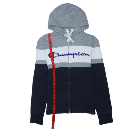 Champion Men’s Grey Full Zip Hoodie S Logo Cotton Long Sleeve