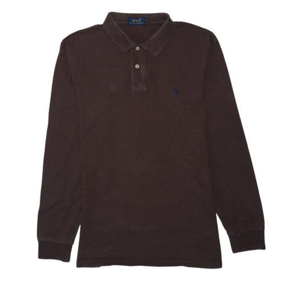 Ralph Lauren Men's Brown Long Sleeve Cotton Polo Shirt M