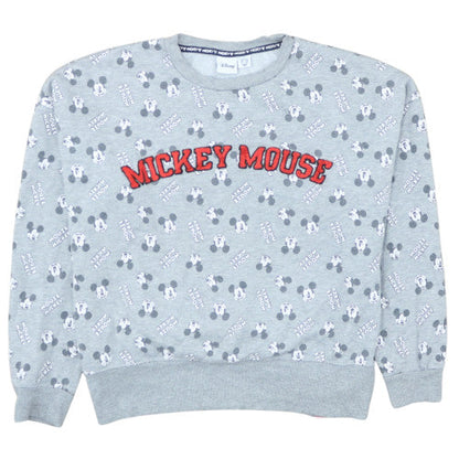 Disney Women Grey Mickey Mouse Pullover Sweatshirt Size S 10/12