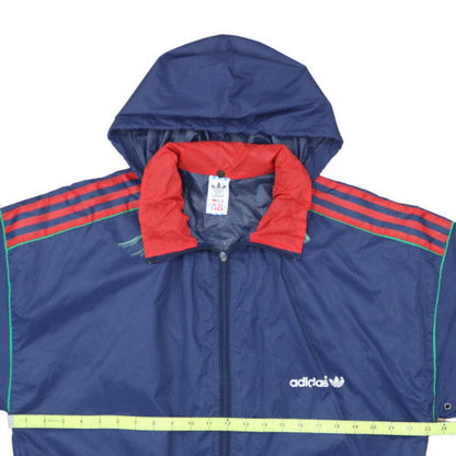 Adidas Men's Blue Retro Hooded Windbreaker Jacket Size S 38in