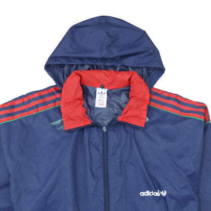 Adidas Men's Blue Retro Hooded Windbreaker Jacket Size S 38in