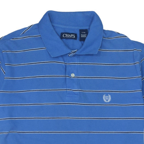 Chaps Men's Blue Striped Cotton Polo Shirt LT Big & Tall