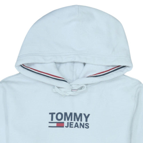 Tommy Jeans Men's White Pullover Hoodie M Logo Fleece Sweatshirt