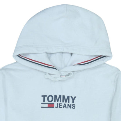 Tommy Jeans Men's White Pullover Hoodie M Logo Fleece Sweatshirt