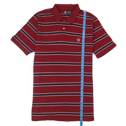 Chaps Men's Red Striped Cotton Polo Shirt XL Short Sleeve Classic Fit