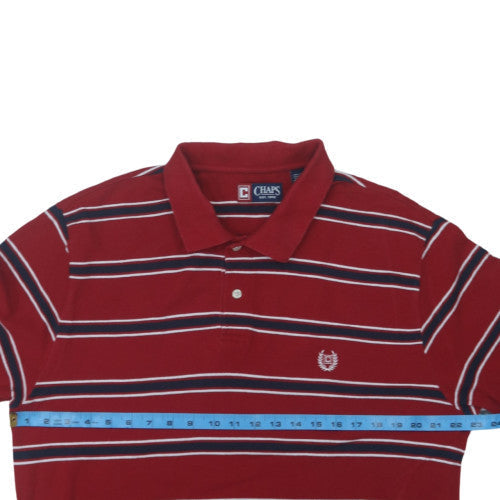 Chaps Men's Red Striped Cotton Polo Shirt XL Short Sleeve Classic Fit