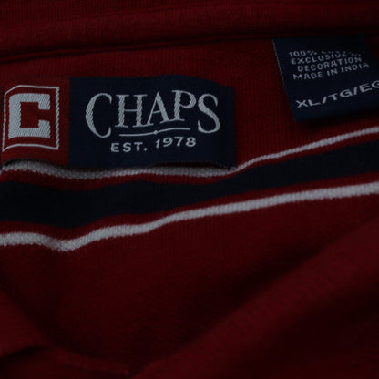 Chaps Men's Red Striped Cotton Polo Shirt XL Short Sleeve Classic Fit