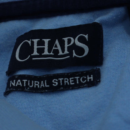 Chaps Men’s Blue Striped Polo Shirt L Cotton Blend Short Sleeve