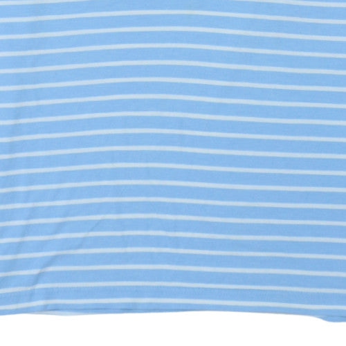 Chaps Men’s Blue Striped Polo Shirt L Cotton Blend Short Sleeve