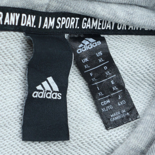 Adidas Men’s Grey XL Pullover Hoodie with Logo Print