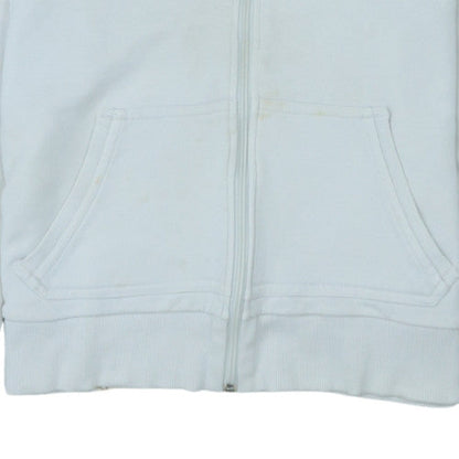 Adidas Women White Full Zip Hoodie L Logo Hooded Sweatshirt