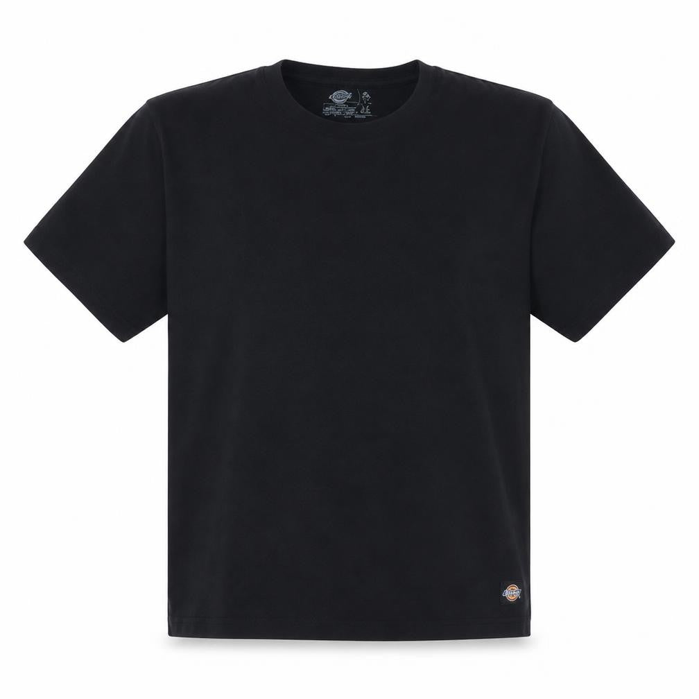 Front view of Dickies unisex adults black xl basic crew neck cotton t-shirt